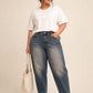Plus Size MomFit Boyfriend Drity Jeans Pants OB-207DW