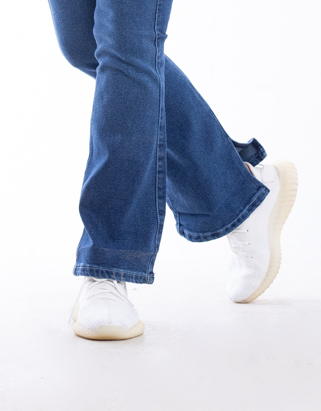High Waist Charleston Leg Opening Dark Blue Jeans Pants OH-416A