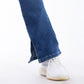 High Waist Charleston Leg Opening Dark Blue Jeans Pants OH-416A