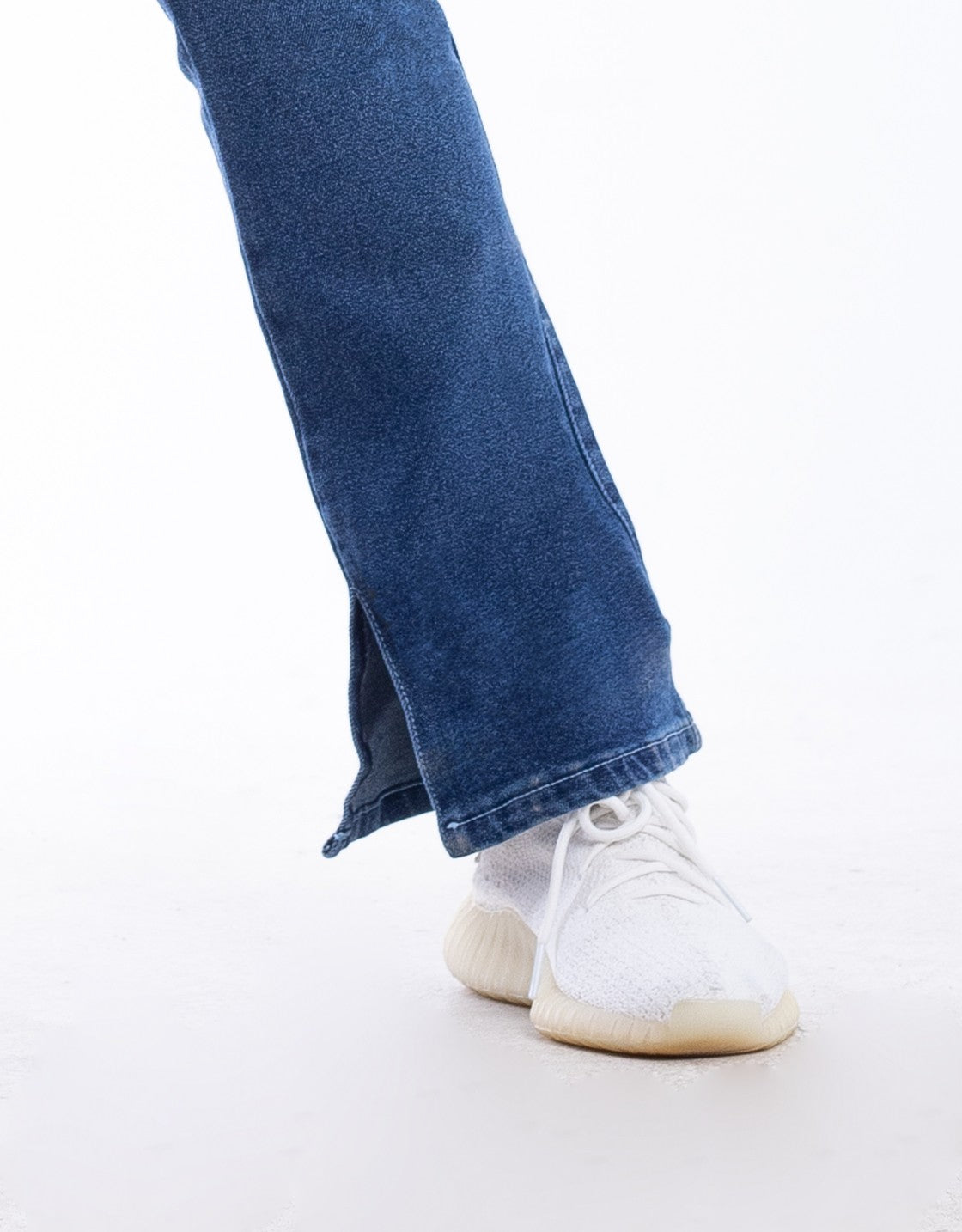 High Waist Charleston Leg Opening Dark Blue Jeans Pants OH-416A