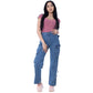High Waist Flap Cargo Pocket Dark Blue Jeans Pants OB-630A