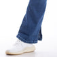 High Waist Charleston Leg Opening Dark Blue Jeans Pants OH-416A