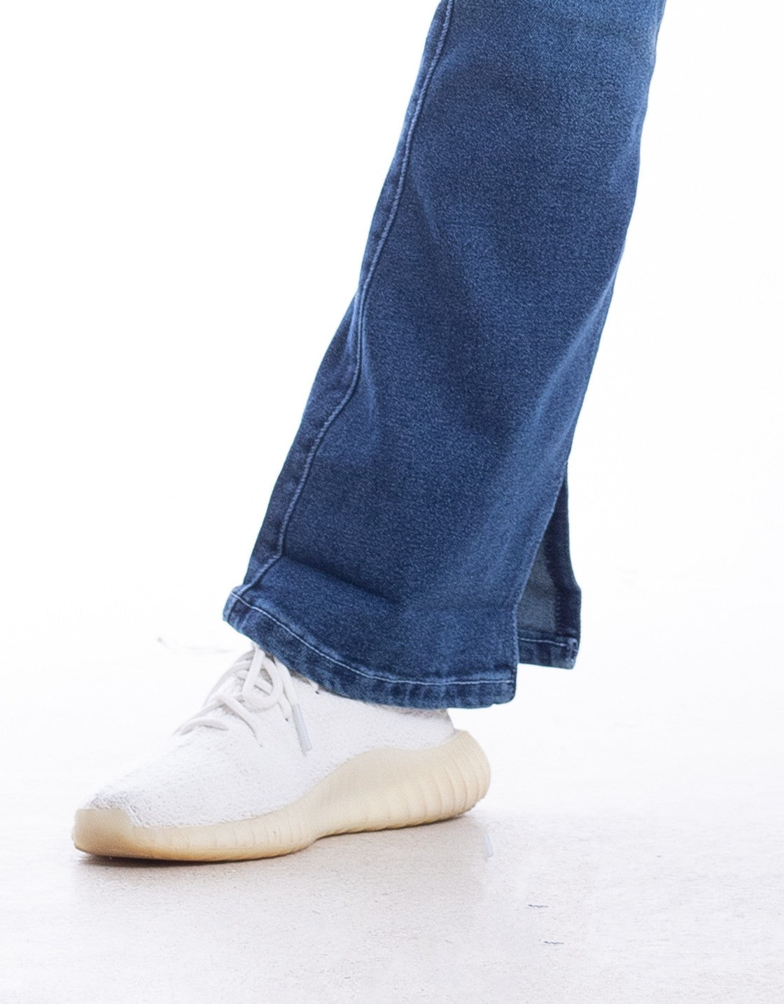 High Waist Charleston Leg Opening Dark Blue Jeans Pants OH-416A