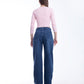High Waist Straight Ripped Dark Blue Jeans Pants OB-351A