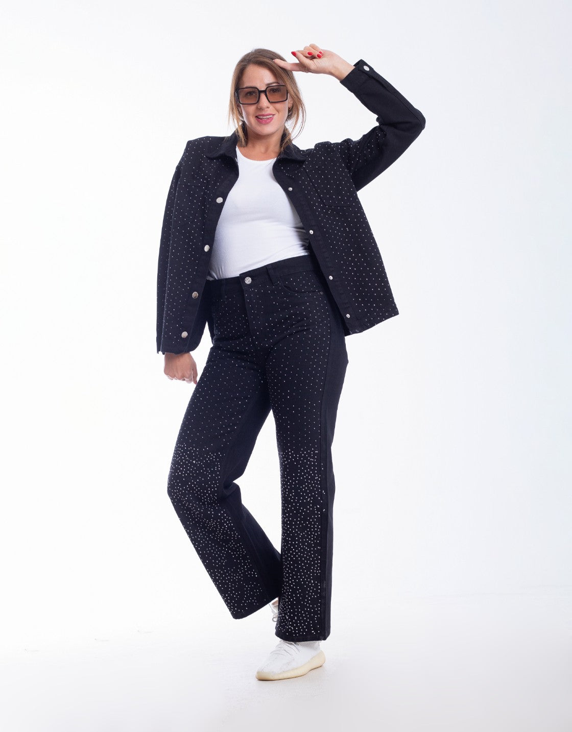 Strass Suit Of Jacket & Jeans Pants OBS-350BL