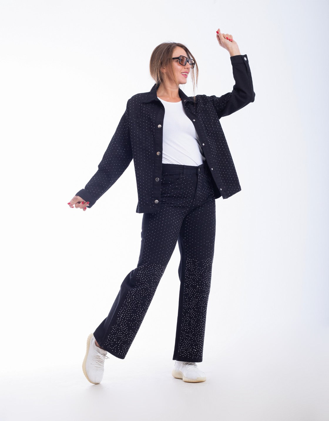 Strass Suit Of Jacket & Jeans Pants OBS-350BL