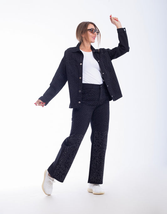 Strass Suit Of Jacket & Jeans Pants OBS-350BL