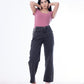 High Waist Eyelet Chain Detail Jeans Dark Grey OB-616BBL