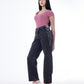 High Waist Eyelet Chain Detail Jeans Dark Grey OB-616BBL