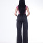 High Waist Eyelet Chain Detail Jeans Dark Grey OB-616BBL