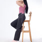 High Waist Eyelet Chain Detail Jeans Dark Grey OB-616BBL