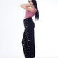 Diamond Studded Straight Jeans Pants Black OBD-350DBL