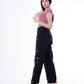 Diamond Studded Straight Jeans Pants Black OBD-350DBL