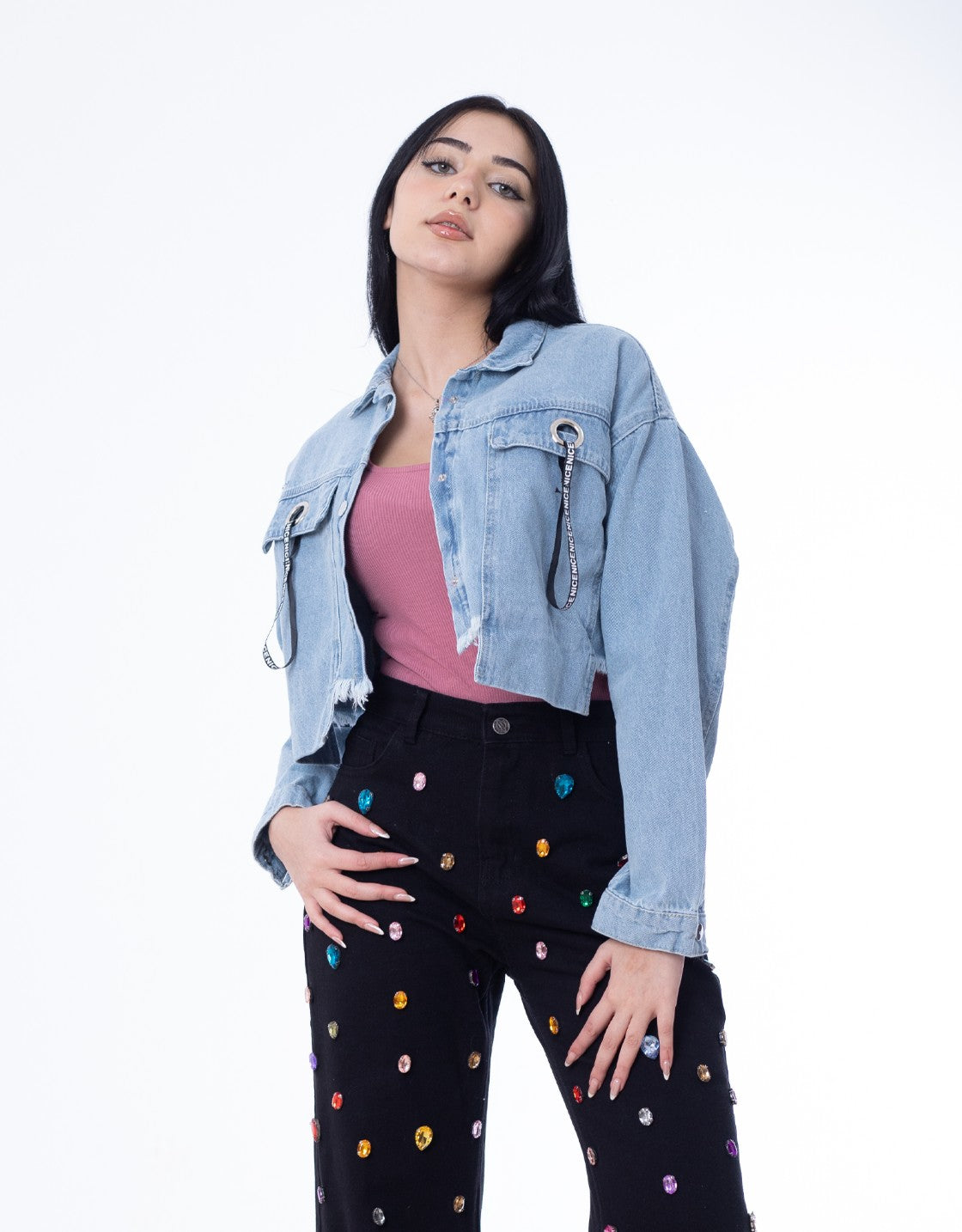 Cropped Jeans Jacket Light Quarry Color OJ-537V