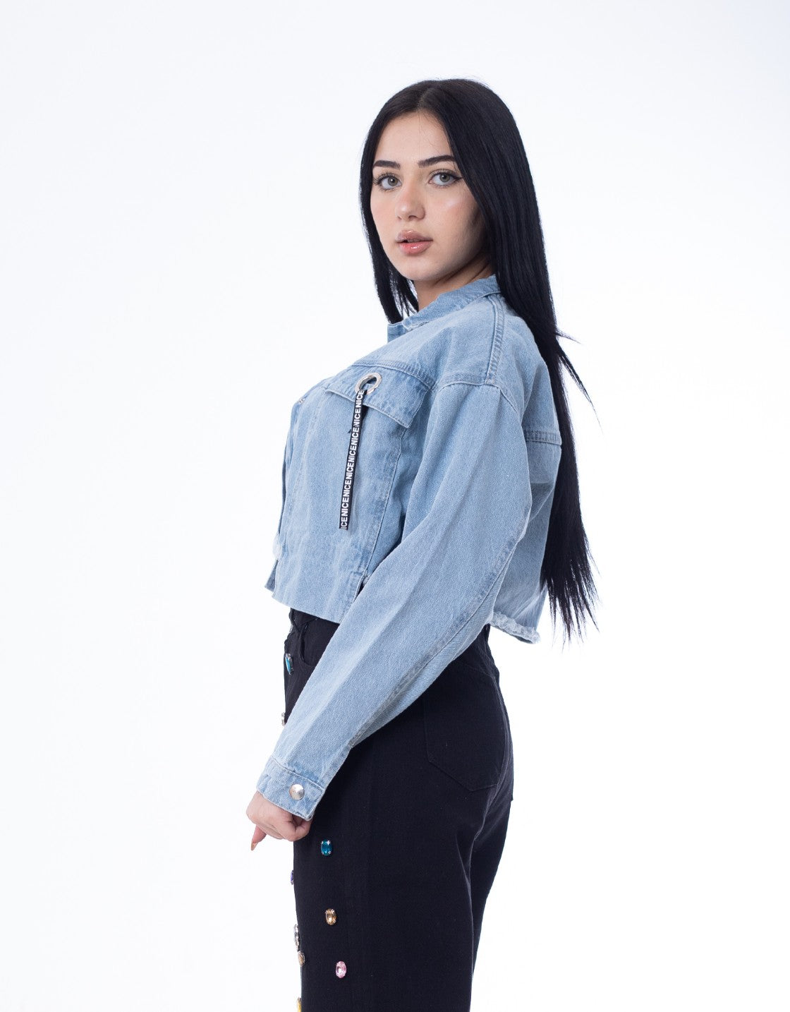 Cropped Jeans Jacket Light Quarry Color OJ-537V