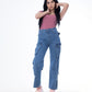 High Waist Flap Cargo Pocket Dark Blue Jeans Pants OB-630A