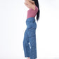 High Waist Flap Cargo Pocket Dark Blue Jeans Pants OB-630A