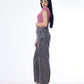 High Waist Eyelet Chain Detail Jeans Light Grey OB-616CBL