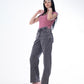 High Waist Eyelet Chain Detail Jeans Light Grey OB-616CBL