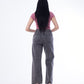 High Waist Eyelet Chain Detail Jeans Light Grey OB-616CBL