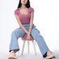 High Waist Flap Cargo Pocket Light Blue Jeans Pants OB-630C