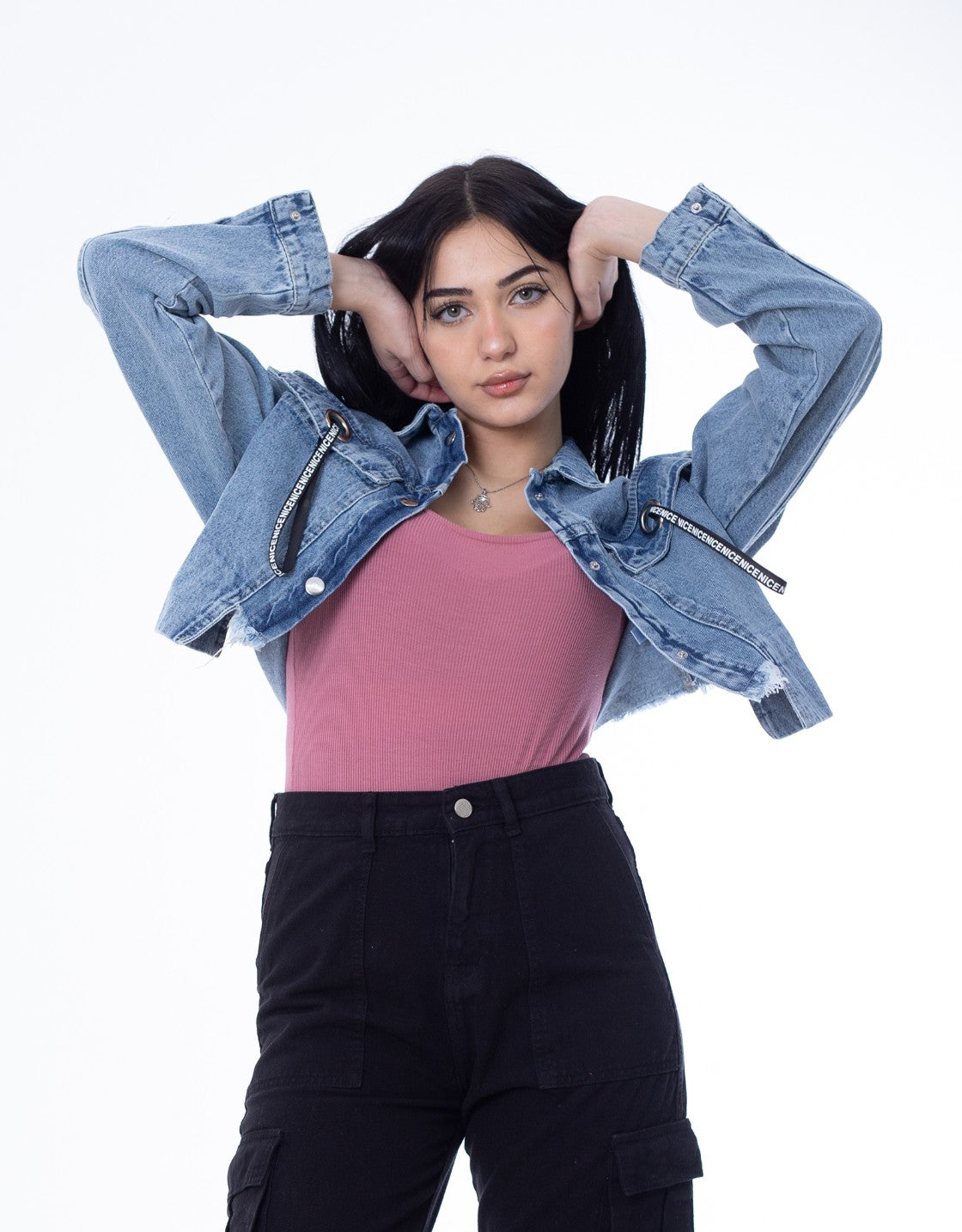Cropped Jeans Jacket Dark Quarry Color OJ-537R