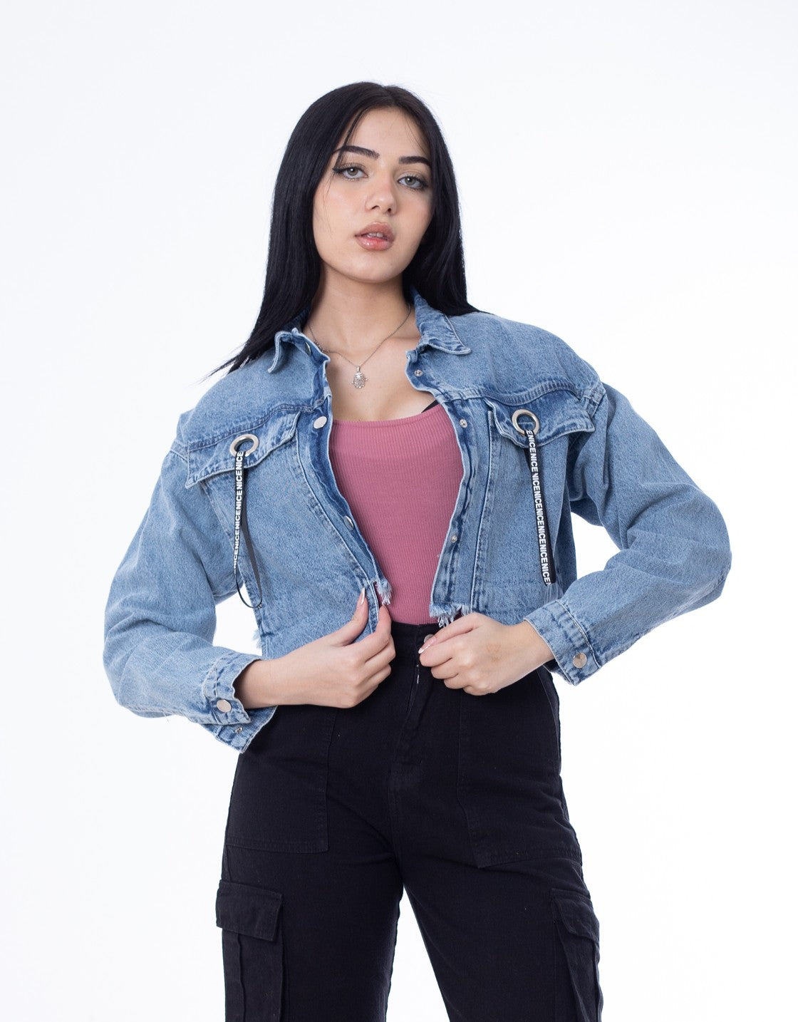 Cropped Jeans Jacket Dark Quarry Color OJ-537R