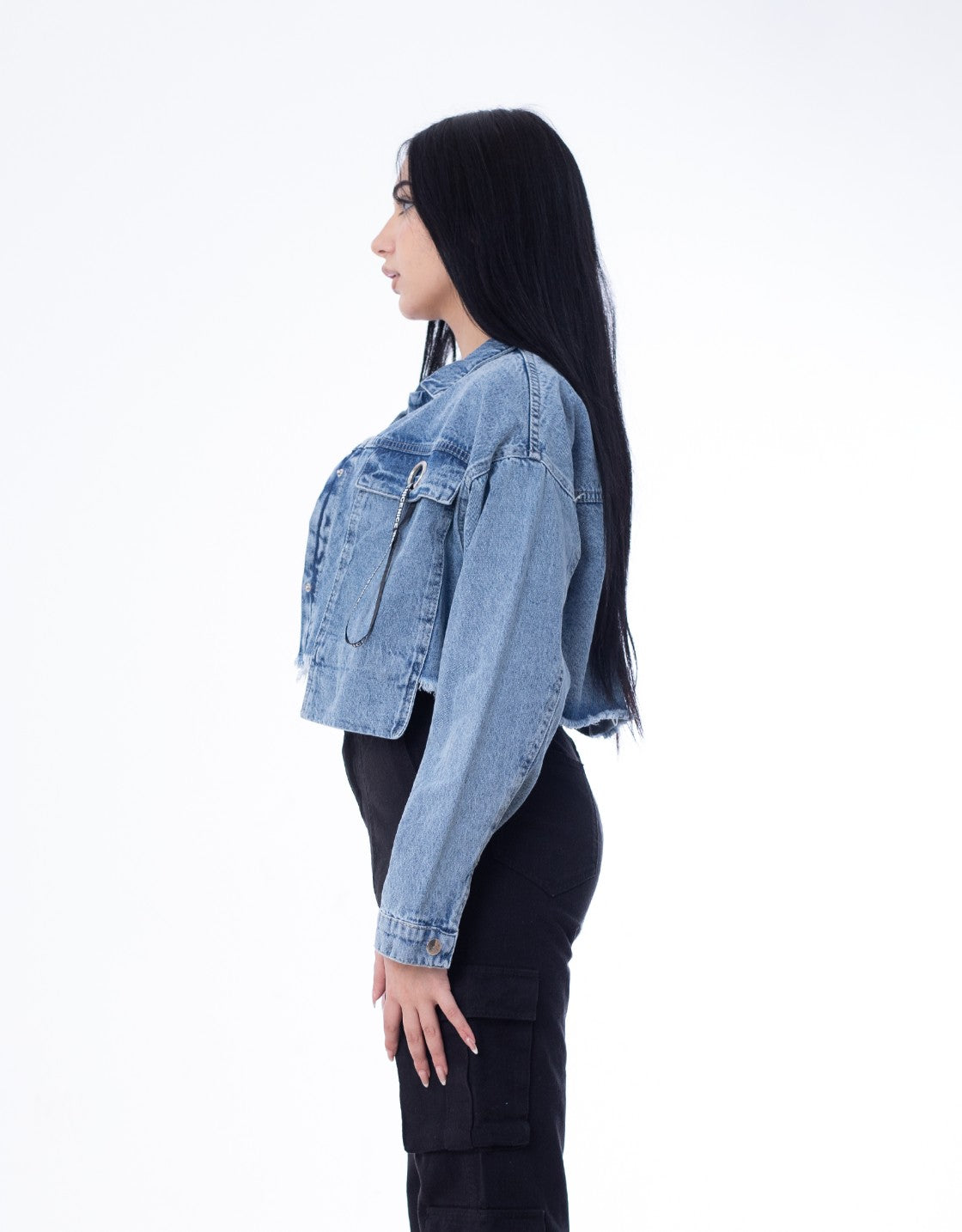 Cropped Jeans Jacket Dark Quarry Color OJ-537R