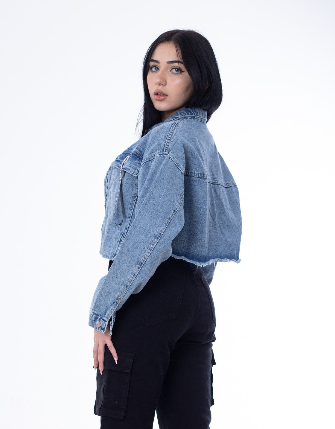 Cropped Jeans Jacket Dark Quarry Color OJ-537R