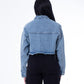 Cropped Jeans Jacket Dark Quarry Color OJ-537R