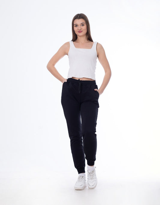 High Waist Sweatpants With Pockets Black MAS004-DBL