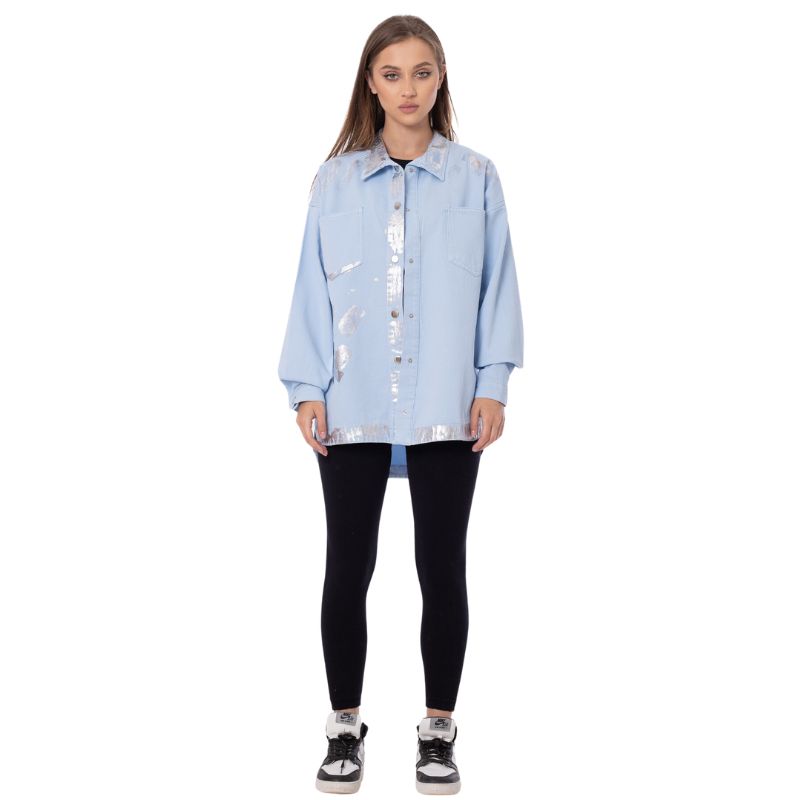 Gabardine Jacket Metallic Baby Blue Color OJ-512/1BB