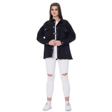 Gabardine Ripped Casual Jacket Black Color OJ-540BL