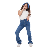 High Waist Charleston Medium Blue Jeans Pants OB-451B