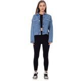 jeans Jacket Pocket Embellished Drop Shoulder Dark Blue OJ-542A