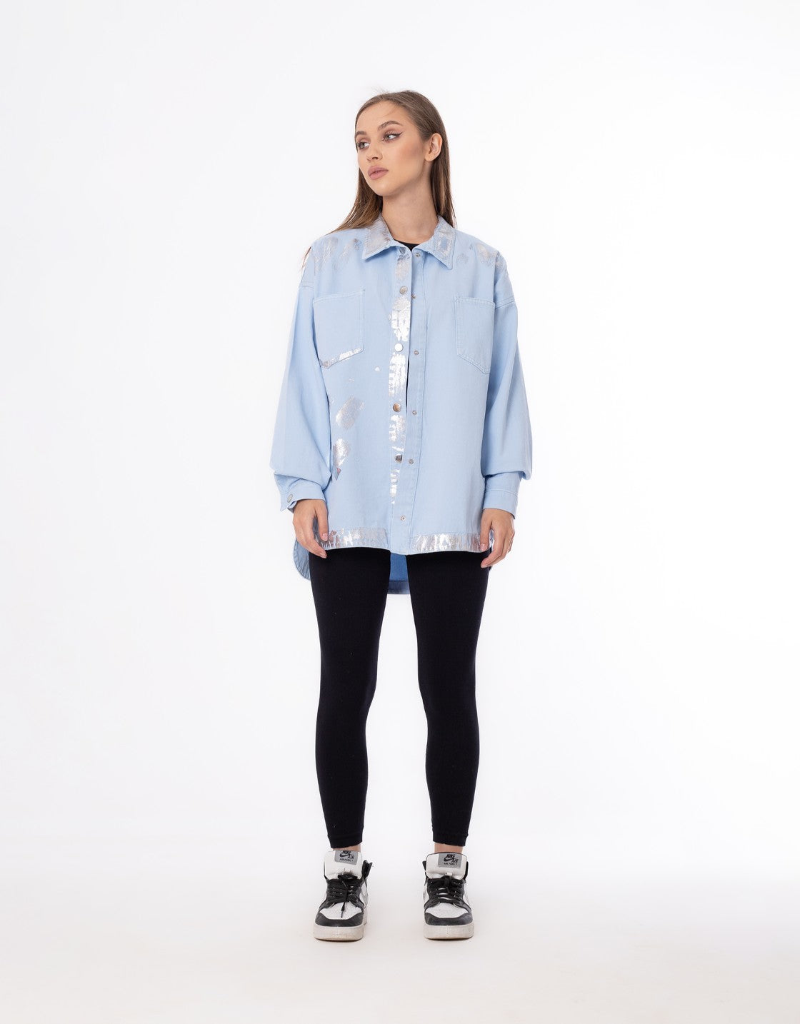 Gabardine Jacket Metallic Baby Blue Color OJ-512/1BB