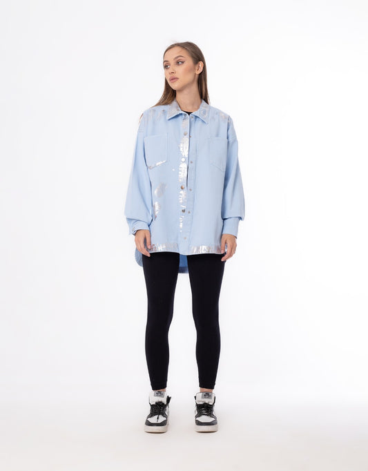 Gabardine Jacket Metallic Baby Blue Color OJ-512/1BB