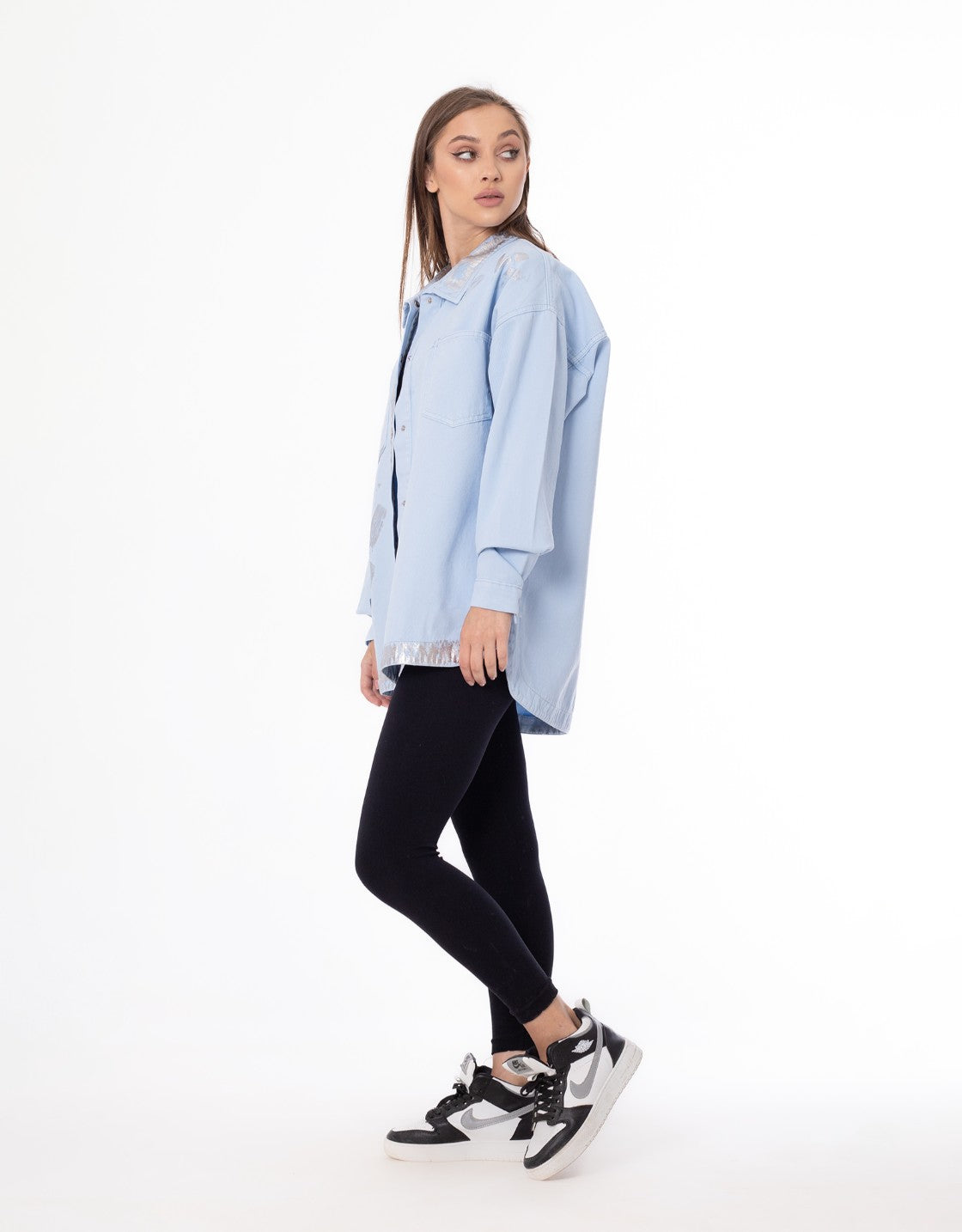 Gabardine Jacket Metallic Baby Blue Color OJ-512/1BB