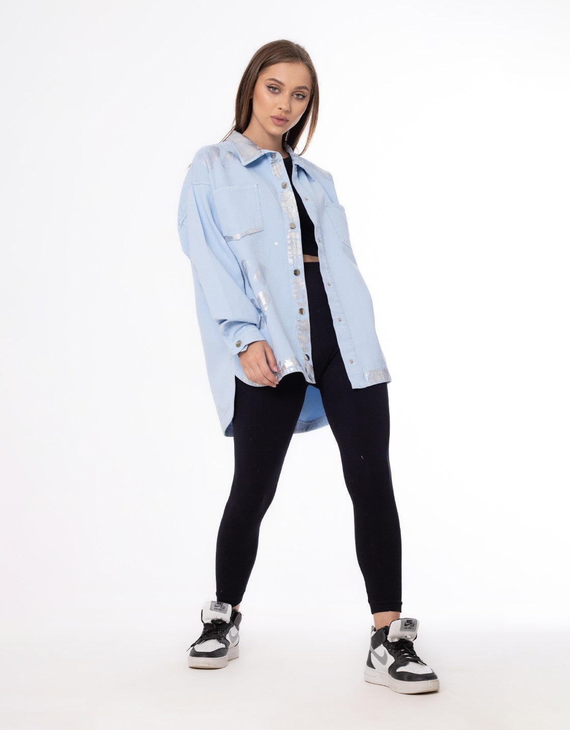Gabardine Jacket Metallic Baby Blue Color OJ-512/1BB