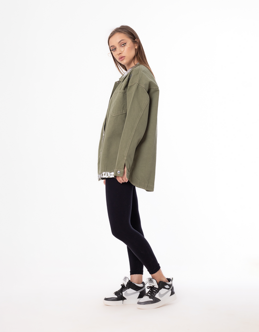 Gabardine Jacket Metallic Dark Olive Color OJ-512/1GO