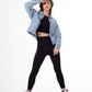 Jeans Jacket Pocket Embellished Drop Shoulder Light Quarry Color OJ-542V