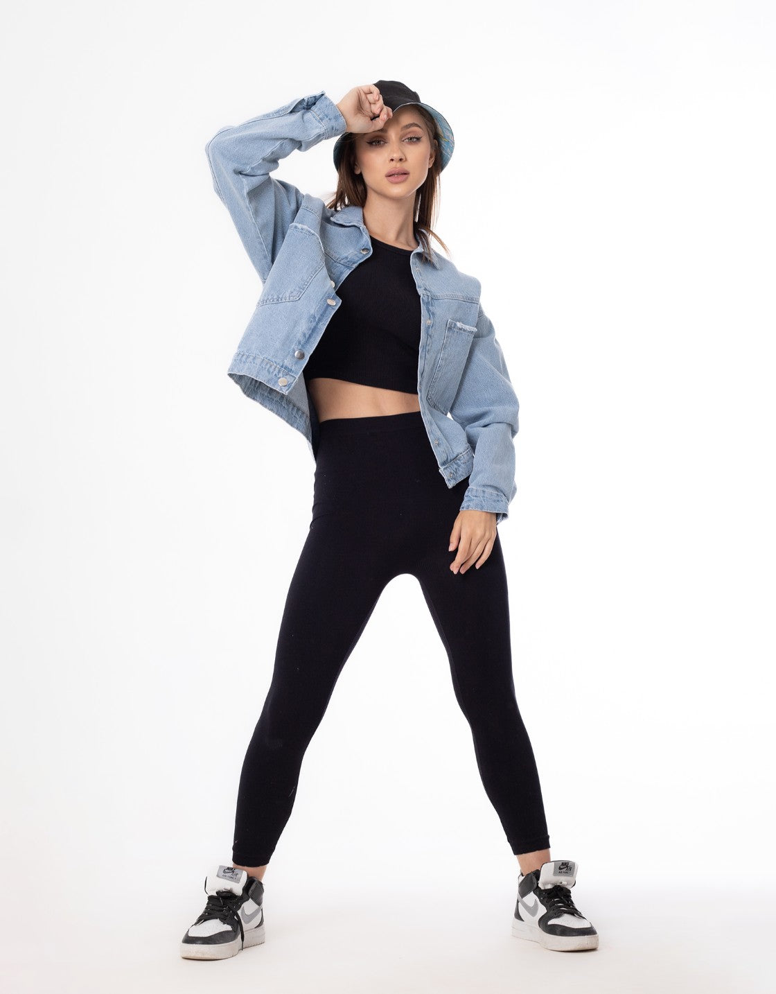Jeans Jacket Pocket Embellished Drop Shoulder Light Quarry Color OJ-542V