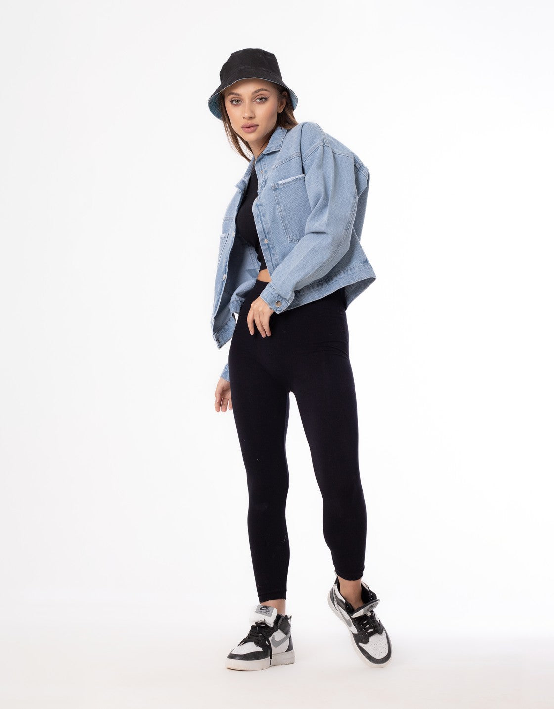 Jeans Jacket Pocket Embellished Drop Shoulder Light Quarry Color OJ-542V