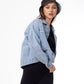 Jeans Jacket Pocket Embellished Drop Shoulder Light Quarry Color OJ-542V