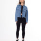 jeans Jacket Pocket Embellished Drop Shoulder Dark Blue OJ-542A
