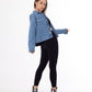 jeans Jacket Pocket Embellished Drop Shoulder Dark Blue OJ-542A