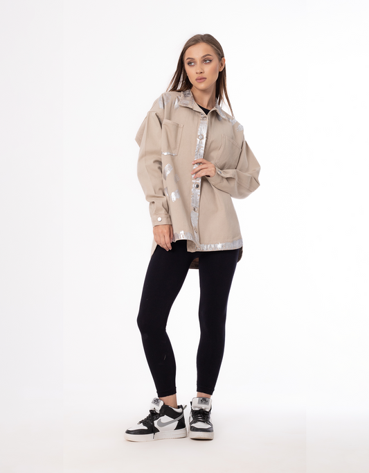 Gabardine Jacket Metallic Beige Color OJ-512/1CR