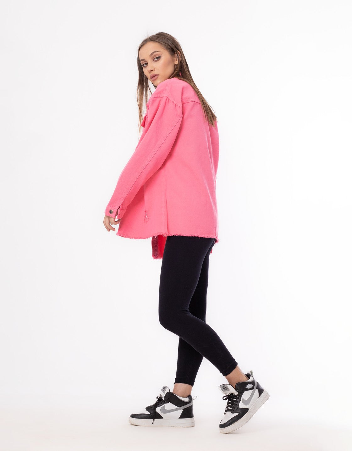 Gabardine Ripped Casual Jacket Pink Color OJ-540F