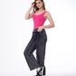 Straight Fringe Long Lines Jeans Pants Dark Grey Color OB-639BBL
