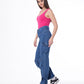 High Waist Flap Pocket Cargo Glued Bottom Dark Blue Jeans Pants OB-628A